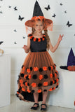 Dark Purple High Low Tulle Halloween Girl Dress With 3D Flower