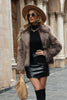 Load image into Gallery viewer, Khaki Lapel Neck Faux Fur Cropped Women Coat