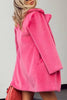 Load image into Gallery viewer, Fuchsia Lapel Neck Long Faux Fur Women Coat with Belt