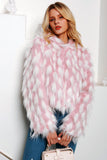 Pink Patchwork Cropped Women Faux Fur Coat