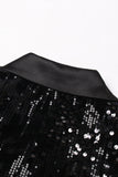 Sparkly Black Peak Lapel Sequins Women Blazer with Feathers