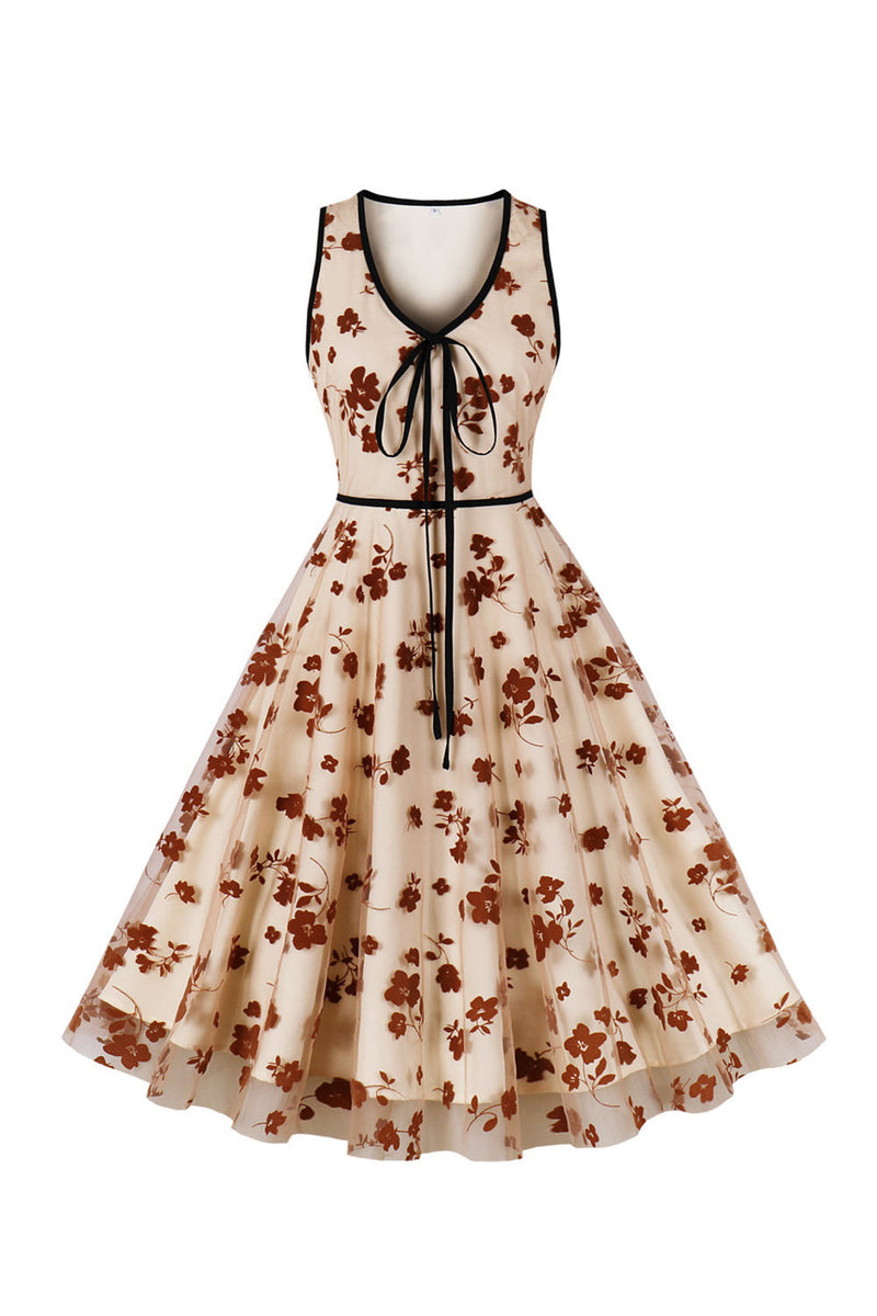 Load image into Gallery viewer, A Line V Neck Apricot Vintage Dress with Appiques