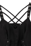 Vintage Lace-Up Cross Straps Black Halloween Dress