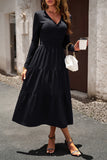 Black A Line Long Sleeves Casual Dress