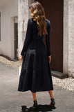 Black A Line Long Sleeves Casual Dress