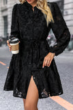 Black A Line Long Sleeves Casual Dress