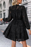 Black A Line Long Sleeves Casual Dress