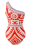 Red Two Piece Printed Pants Swimwear