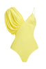 Load image into Gallery viewer, Yellow One Shoulder 2 Piece Swimwear with Skirt