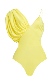 Yellow One Shoulder 2 Piece Swimwear with Skirt