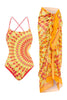 Load image into Gallery viewer, Yellow Print 2 Piece Swimwear with Skirt