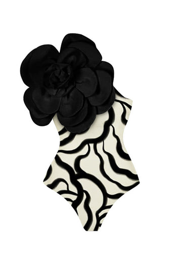 Black 2 Piece Swimwear with Flower