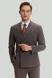 Coffee Pinstripe 3 Piece Men's Prom Formal Suits