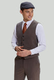 Coffee Pinstripe 3 Piece Men's Prom Formal Suits