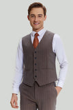 Coffee Pinstripe 3 Piece Men's Prom Formal Suits