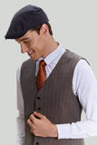 Coffee Pinstripe 3 Piece Men's Prom Formal Suits