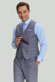 Grey Men's 3 Piece Notched Lapel Prom Suits