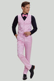 Pink Jacquard Satin Shawl Lapel 3 Piece Men's Prom Suits