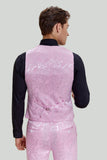 Pink Jacquard Satin Shawl Lapel 3 Piece Men's Prom Suits