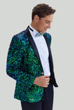 Green Men's Sequined Blazer Jacket