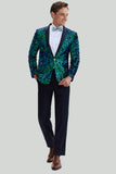 Green Men's Sequined Blazer Jacket