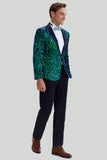 Green Men's Sequined Blazer Jacket