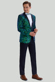 Green Men's Sequined Blazer Jacket