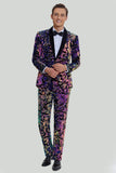 White Sequins Mens Two-Piece Suit Shawl Lapel One Button Tuxedo