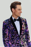 White Sequins Mens Two-Piece Suit Shawl Lapel One Button Tuxedo