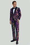 White Sequins Mens Two-Piece Suit Shawl Lapel One Button Tuxedo