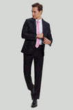 Black Jacquard Satin Notched Lapel Blazer