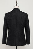 Black Jacquard Satin Notched Lapel Men's Blazer