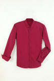 Men's Red Wrinkle-Free Solid Long Sleeves Dress Shirt