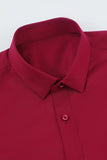 Men's Red Wrinkle-Free Solid Long Sleeves Dress Shirt