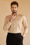 Long Sleeves Light Khaki Solid Suit Shirt