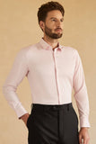 Long Sleeves Pink Solid Suit Shirt