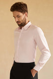 Long Sleeves Pink Solid Suit Shirt