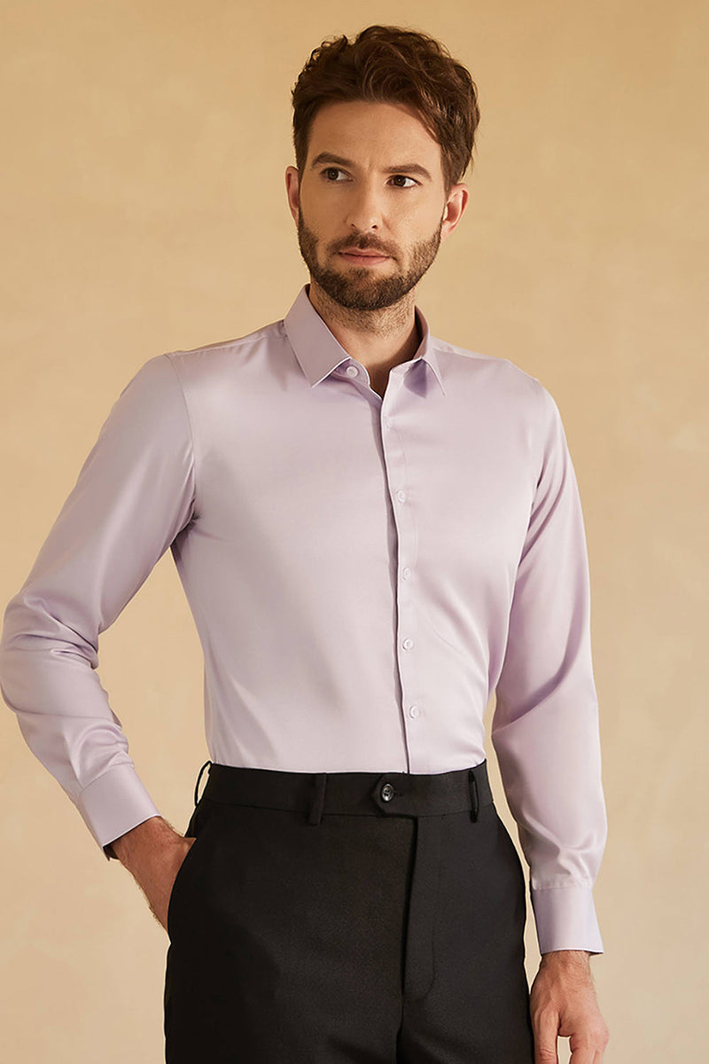 Load image into Gallery viewer, Long Sleeves Purple Solid Suit Shirt