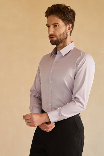 Long Sleeves Pink Solid Suit Shirt