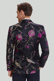 Black Jacquard Satin Notched Lapel Prom Blazer