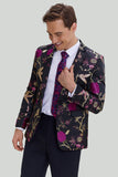 Black Jacquard Satin Notched Lapel Prom Blazer