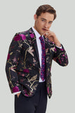 Black Jacquard Satin Notched Lapel Prom Blazer