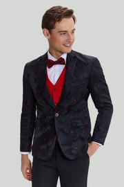 Black Notched Lapel Single Breasted Blazer