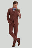 Tan Notched Lapel 3 Piece Single Breasted Formal Suits