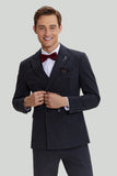 Men's 3 Piece Pinstripe Dark Grey Suit