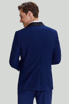 Men's Navy 3-piece One Button Slim Fit Formal Suits