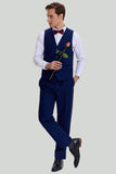 Men's Navy 3-piece One Button Slim Fit Formal Suits