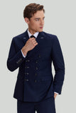 Navy 2 Piece Double Breasted Men's Blazer