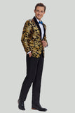 Gold Men's Blazer Slim Fit Solid One Button Business Suit Jacket