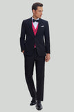 Black Pink 2 Piece Notched Lapel Men's Suits